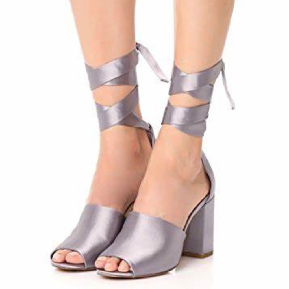 Sam Edelman Odele Sandal Silver Peeptoe with Ankle Strap SZ 8.5